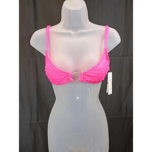 Salt + Cove Pink Sizzle Terry Daisy Ring-Front Bralette Bikini Top Sz XS